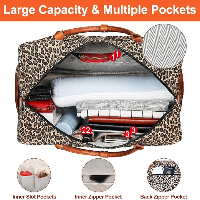 Weekender Bags for Women, 21" Travel Duffle Bag with Shoe Compartment | 3PCS Carry On Overnight Large Duffel Bag with Crossbody Bag and Toiletry Bag for Weekend Travel Gym Hospital Business Trip - Image 4