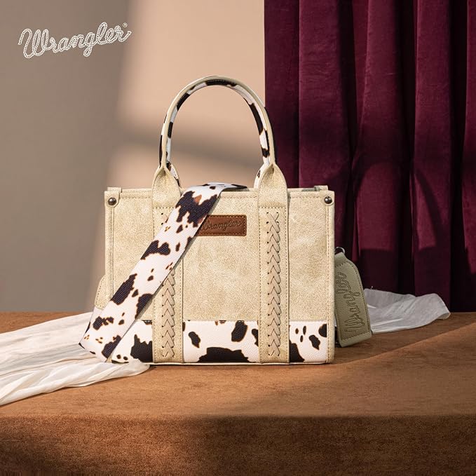 Montana West × Wrangler Tote Bag for Women Western Cow Print Purse Designer Top Handle Handbags - Image 4