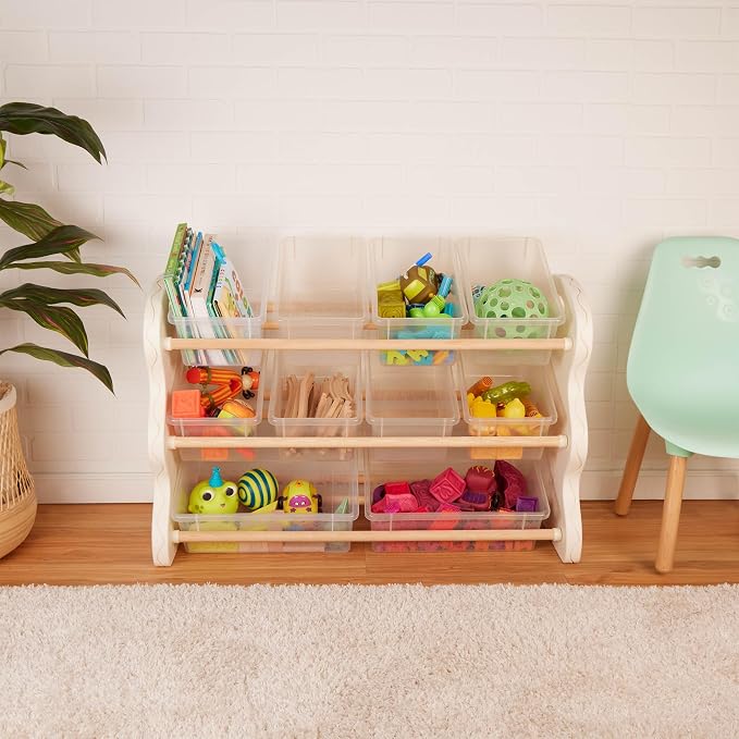 B. toys Toy Storage Organizer, 10 Stackable Bins, Kids Room Unit, Furniture | B. spaces storage unit with 10 transparent bins in 2 sizes, side handles, easy assembly, 35.55 x 14.6 x 26.5 in, 3+ Years - Image 4