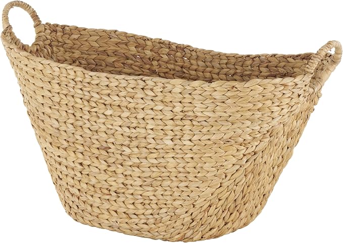Deco 79 Seagrass Handmade Decorative and Functional Storage Basket Woven Basket Organizer with Ring Handles, Basket for Storage 31" x 19" x 19", Brown by Unknown