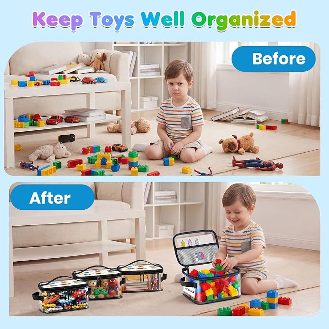6-Pack Extra Large Clear Toy Storage Bags Transparent Waterproof With Zippers & Labels Durable Reusable Organizer for Blocks,Puzzles & Games - Image 7