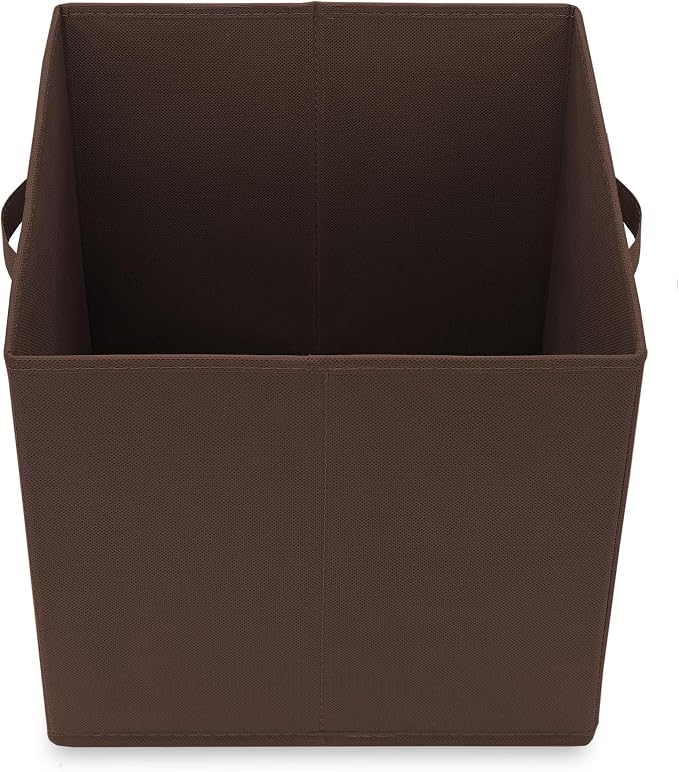 Casafield Set of 12 Collapsible Fabric Cube Storage Bins, Brown - 13" Foldable Cloth Baskets for Shelves, Cubby Organizers & More - Image 4