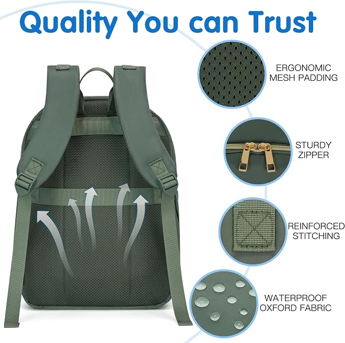 Baby Diaper Bag Backpack, Waterproof Diaper Backpack for Mom & Dad with Changing Pad, Insulated Pockets and Stroller Straps, Baby Shower Gifts for Girls & Boys, Sage - Image 4