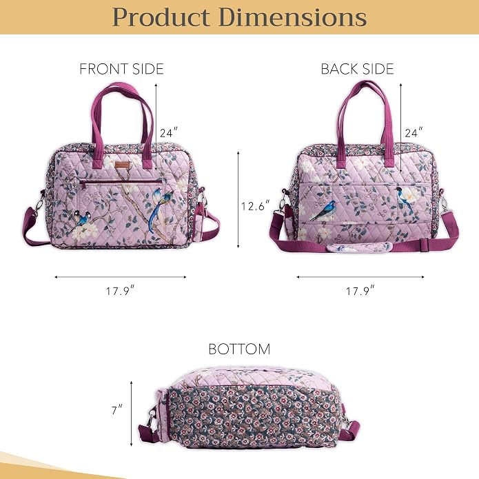 Maison d' Hermine Weekender Bags for Women Cotton Quilted Duffel Overnight Luggage Weekend Bag for Men Gym Gifts Travel | Overnight Luggage Weekend Bag for Men Gym Sports Gifts Duffle bag Business Travellers Trip Spring Summer - Image 6