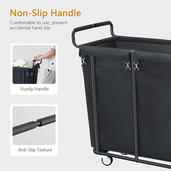 Gewudraw Extra Large Laundry Hamper with Wheels, Heavy Duty Hamper, 360L | Rolling Big Laundry Basket for Clothes Storage, Laundry Cart with Handle, Steel Frame, Clothes Hampers for Laundry - Image 7