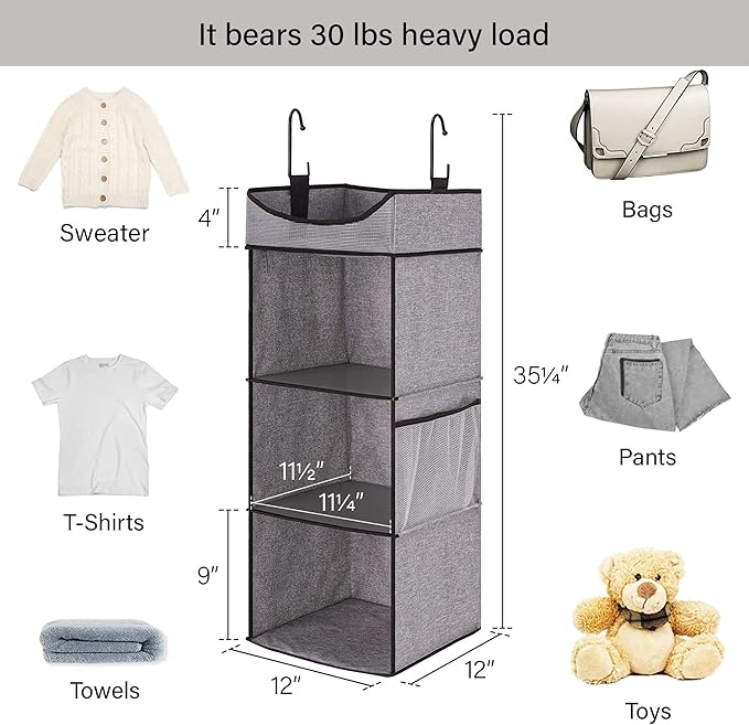 StorageWorks Two 3-Shelf Separable Closet Hanging Shelves with 3-Shelf Hanging Closet Shelves - Image 7