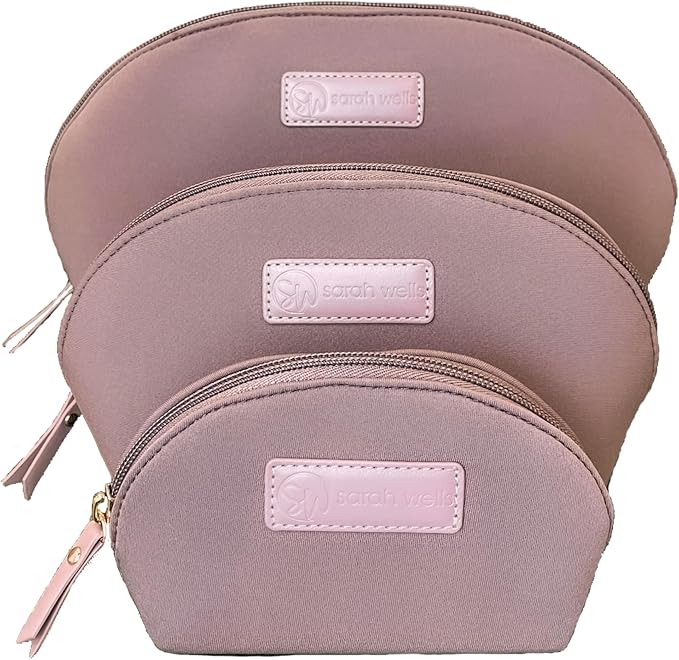 Sarah Wells PackSWell Neoprene Organizer Bag Set – 3 Nesting, Washable Pouches for Makeup, Pump Parts, Diaper & Pump Bag, Travel, Tote & Gym – Storage for Snacks, Tech Cords, Toiletries (Earth) by SarahWells