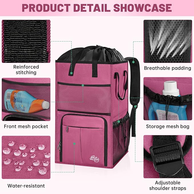 Large Laundry Backpack Bag with 3 Sizes Mesh Wash Bags Total 170L | 2 in 1 Laundry Hamper Basket with Shoulder Straps, Freestanding Laundry Bag for College Dorm, Laundromat, Apartment - Image 7