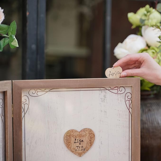 Y&K Homish Guest Book for Wedding Alternative Rustic Wedding Decorations for Reception Wedding Signs Guest Book with Pen Disply Wedding Picture Frame - Image 5