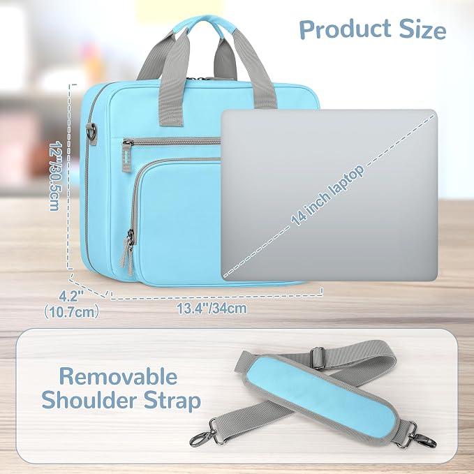Yarwo 2026 Upgraded Zipper Binder 3 Ring Binder Bag with Pencil Pouch | 500 Sheets Capacity, 5-Tab Expanding File Folder, 14” Laptop Padded Sleeve, Shoulder Strap, for College, Office, Home, Blue - Image 5