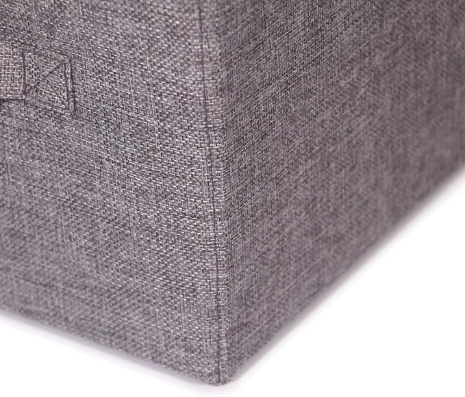 TENABORT Set of 5 Closet Organizer Bins with Handle, Fabric Foldable Storage Baskets Cloth Box Containers for Shelves Home Office Clothes Clothing, Gray, Jumbo - Image 6