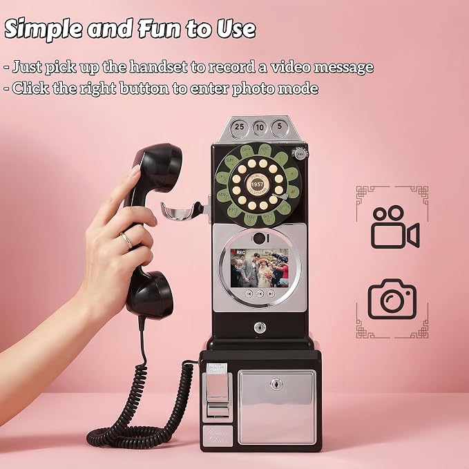 RetroVox Video & Audio Guest Book Wedding Phone Guestbook Creative Easy to Use & Fun Engagements Anniversaries Baby Showers Graduation (A Video White) - Image 5