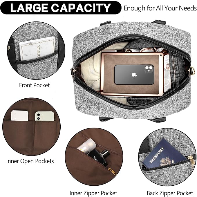 Weekender Bag for Women Canvas Overnight Bag Large Travel Tote Bag Carry on Shoulder Duffle Bag With Shoe Compartment,Perfect for Travel/Daily Use/Birthday Gift … - Image 5