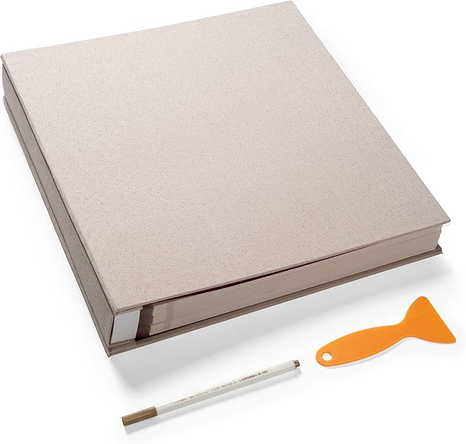Super Large Photo Album Self Adhesive Scrapbook for 4×6 5×7 8×10 10×12 or Bigger Pictures DIY Magnetic Beige DIY Linen Cover Album 80 Sheets/160 Pages by HoneyTolly