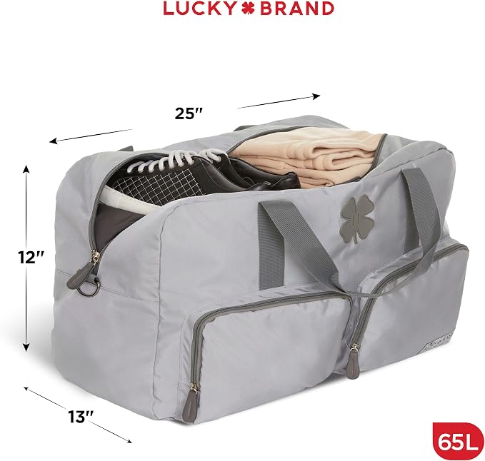 Lucky Brand Large Duffle Bag for Travel, Foldable Weekender Duffel bag | Travel Overnight Duffel bag, Adjustable Shoulder Strap, Front Zip Pockets, Spacious Capacity, Unisex Lightweight Travel Bag - Image 2