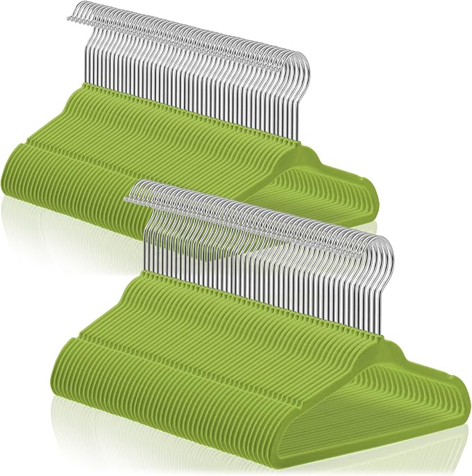 Casafield 100 Velvet Baby Hangers - 11" Size for Infant & Toddler Clothes - Lime Green by Casafield