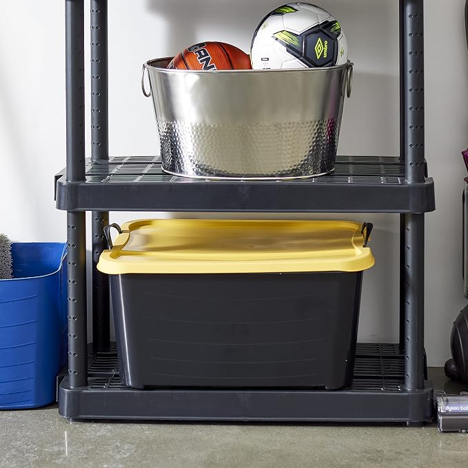 Life Story 6 Pack Heavy Duty Stackable Storage Bin, 55 Quart Home Organizer, Versatile Lightweight Locking Bins with Carrying Handles, Black/ Yellow - Image 8