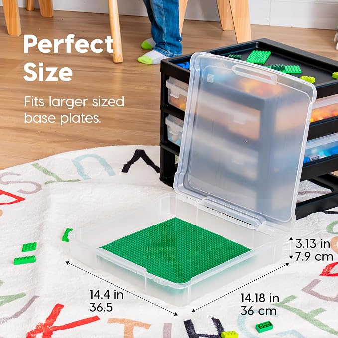 IRIS USA Desk Organizer |Made in USA| 3-Tier Cases - Black/Clear | Fits 12"x12" Paper, Built-In Handles, Storage Unit with Supply Top for Craft, Art, Office Supplies, Pens & Pencils - Image 5