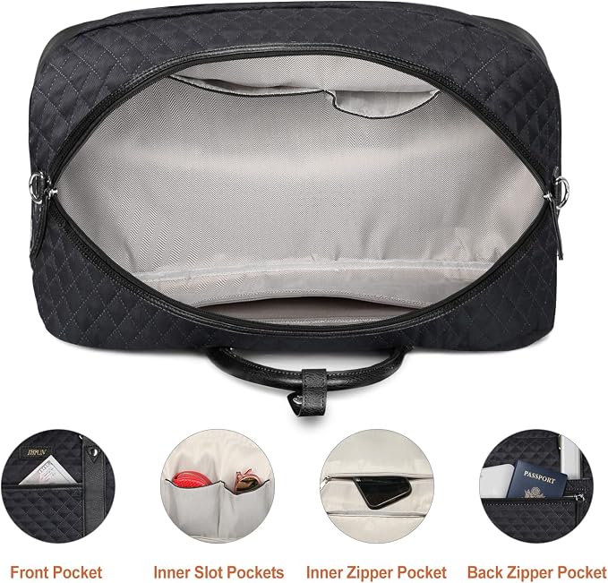 Weekender Bag for Women, Large Overnight Bag Canvas Travel Duffel Bag Carry On Tote with Shoe Compartment 21" 3Pcs Set - Image 5