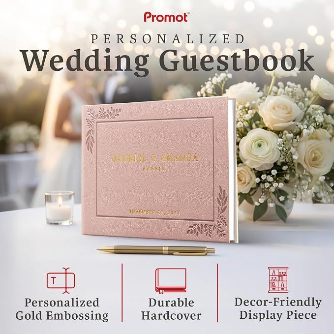 Personalized Hardcover Wedding Guestbook (Rose Gold) | Elegant Wedding Keepsake Design, Premium Hardcover Construction, Smooth Lined Writing Pages, Perfect for Cherished Messages - Image 2