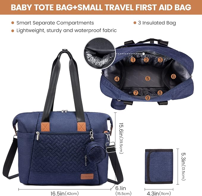 LOVEVOOK Diaper Bag Tote, Baby Diaper Bag Waterproof Travel Diaper Tote with Changing Pad - Image 4