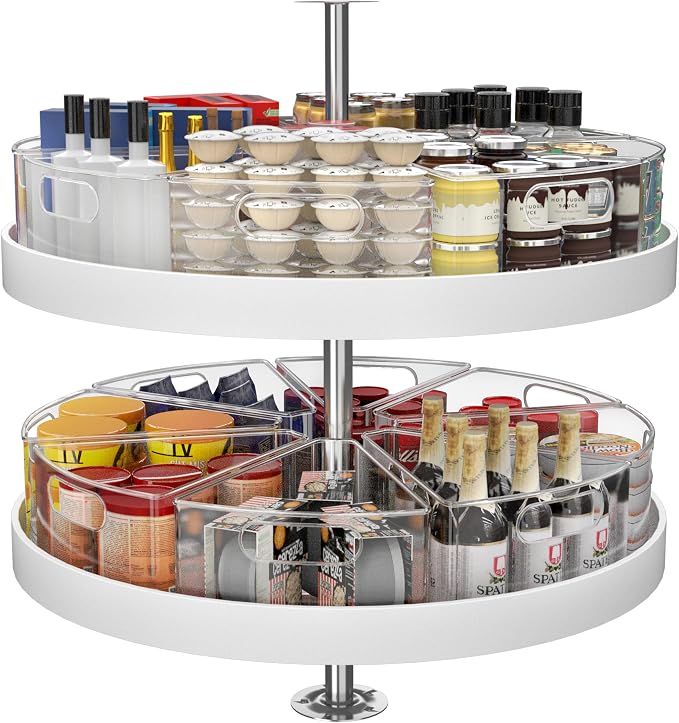 Lazy Susan Organizer Bins for 28"-29" Diameter Corner Cabinet Lazy Susan, 8 Pack, Clear Plastic Cabinet and Pantry Storage Bin, 1/8 Wedge-Food Safe, BPA Free - Image 7