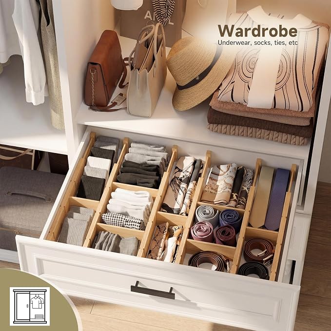 Bamboo Drawer Dividers, Expandable Kitchen Drawer Organizer | Include 4 Dividers, 4 Small Inserts and 4 Medium Inserts for Home, Office, Dressers - Image 7