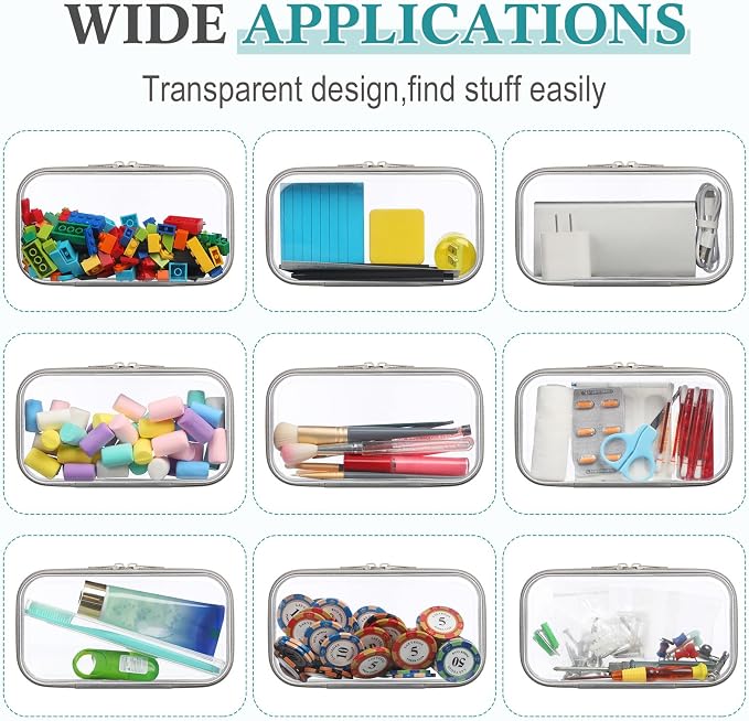 Sanwuta 6 Clear Hard Zipper Case,Gray,7.48 X 3.94 X 2 Inch | Pencil Case Pouches ,Makeup Bag,Plastic Toiletry Diaper Bag ,Travel Toy Storage,Waterproof Organizer Bins - Image 7