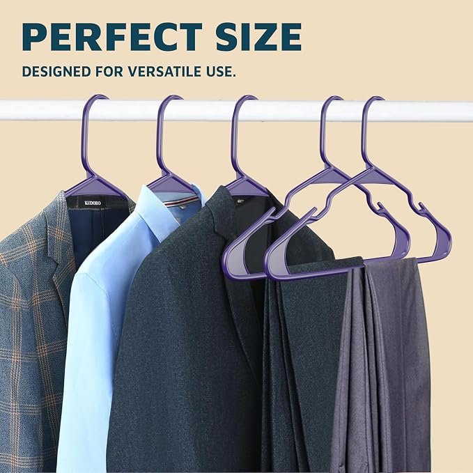 Lifemaster Plastic Clothes Hangers – Heavy Duty Hanger Set, for Organizing Clothes, Dresses, and Coat, Holds Up to 5 lbs, Space-Saving Hangers with Non-Slip Shoulder Grooves, Pack of 120, Purple - Image 10