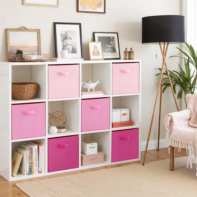Cupic Cupid 6-Pack 13x13 Cube Storage Organizer, Cube Bins, Pink Gradient | Foldable, Reinforced Handle, Holds Clothes, Toys, Daily Essentials and More, Fits Closet, Shelves, Nursery, Playroom - Image 3