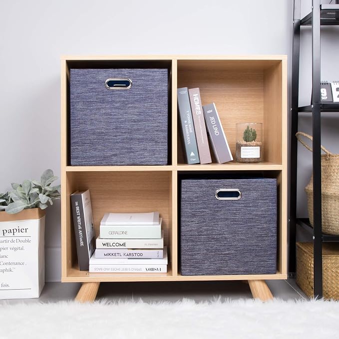 Posprica Storage Cubes,11×11 Foldable Storage Bins,Thick and Heavy duty Fabric Baskets - 4pcs,Blue - Image 4