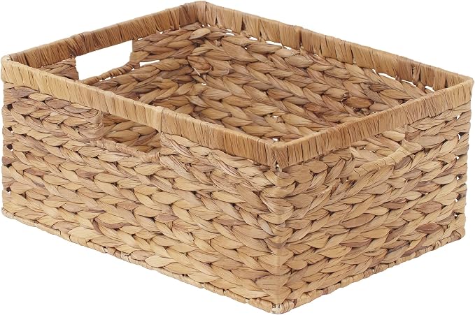 StorageWorks Wicker Baskets for Storage, Wicker Storage Baskets, 1-Pack | Water Hyacinth Wicker Storage Baskets for Shelves, Large Wicker Baskets for Organizing, Woven Basket for Storage,Large Basket by StorageWorks