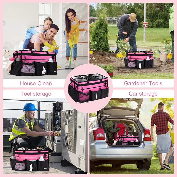 Large Cleaning Caddy Bag With Detachable Divider,Caddy Organizer With Handle,Cleaning Supply Storage With Adjustable Shoulder Strap & Waist Belt For Cleaners,Cleaning Housekeepers - Image 7