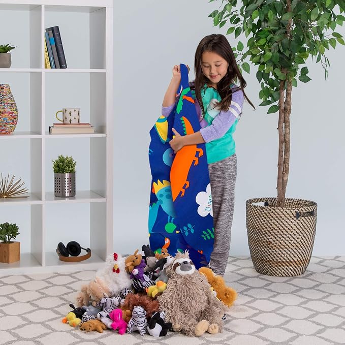 Posh Stuffable Kids Stuffed Animal Storage Bean Bag Chair Cover - Childrens Toy Organizer, Large-38 - Canvas Dinos on Blue - Image 4
