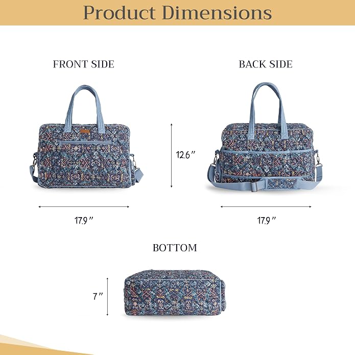 Maison d' Hermine Weekender Bags for Women Cotton Quilted Duffel Overnight Luggage Weekend Bag for Men Gym Gifts Travel | Overnight Luggage Weekend Bag for Men Gym Sports Gifts Duffle bag Business Travellers Trip Spring Summer - Image 5