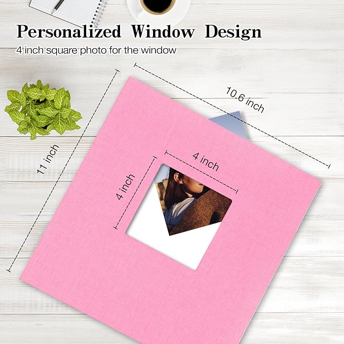 Self Adhesive Photo Album 80 Pages, Linen cover, Pink | Photo Album Self Adhesive 4x6 5x7 8x10 Pictures, Linen Cover DIY Scrapbook Albums for Family, Wedding, Baby, Anniversary - Image 2