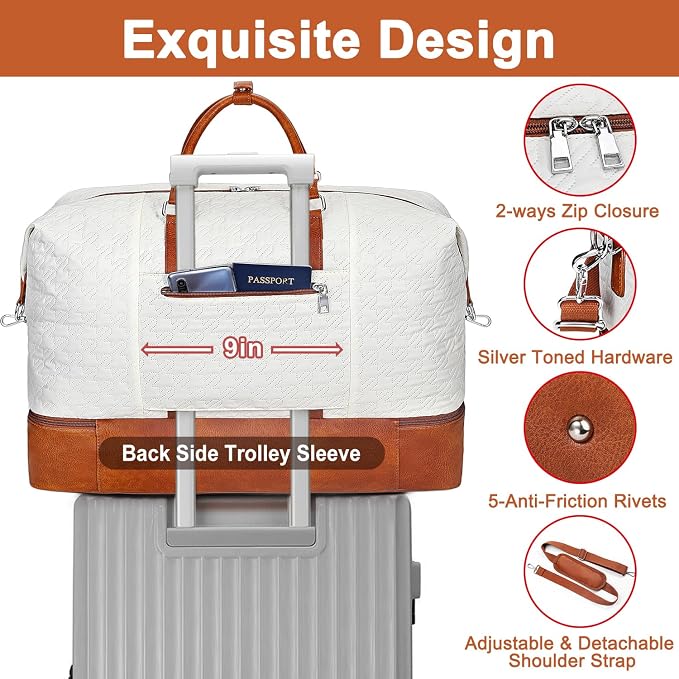 TIBES Travel Weekender Bag for Women, Overnight Bag with Shoe Compartment | 3PCS Large Travel Duffel Bag for Gym, Travel, Hospital, Business Trip, Carry On Tote, Wet & Dry Separation, Water Resistant - Image 3