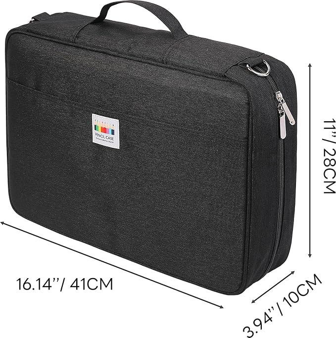JAKAGO 480 Slots Colored Pencil Case Extra Large Capacity Pen Holder for Artist Painter Zipper Organizer Bag for Marker Highlighter Storage Case for Office Sketch Travel Supplies (Black) - Image 2