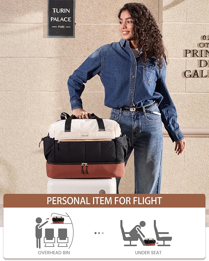 LOVEVOOK Travel Duffel Bag, Weekender Bags for Women, Large Overnight Bags with Shoe Compartment, 38L Carry on Gym Hospital Bag with Wet Pocket, 2 Pcs - Image 4