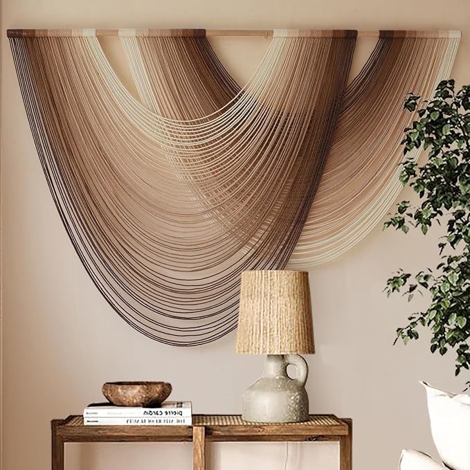 Macrame Wall Hanging Dip Dyed Large Boho Brown Fiber Wall Art 57"W*39"L | Hand Dyed Fiber Art, Textured Wall Hanging, for Living Room Bedroom Decor, Entryway Wall Art, Easy To Hang, Unique Gift by FLBER