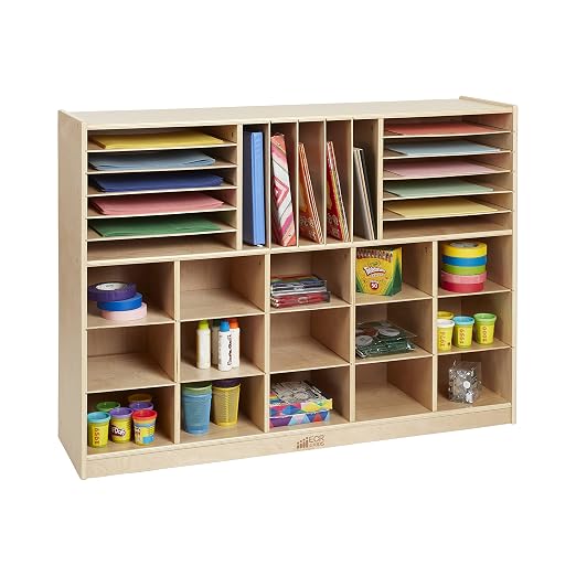ECR4Kids Multi-Section Mobile Tray Cabinet with Cubby Storage Compartments, Kids Furniture, Natural, 48"D x 13"W x 36"H - Image 13