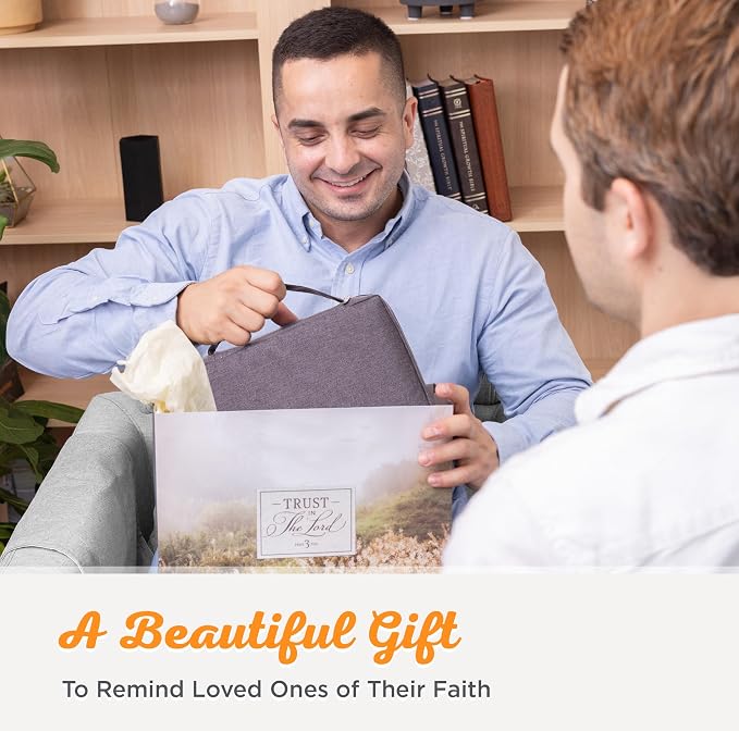 Christian Art Gifts Men/Women's Bible Cover Jesus Fish, Gray Canvas, Small - Image 12