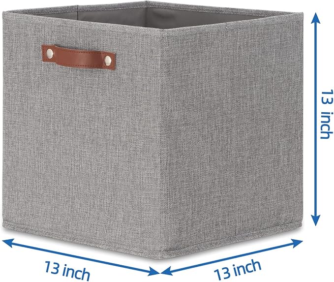 Temary Fabric Storage Cubes - 13 x 13 Collapsible Bins with Handles for Home Organization (Gray) - Image 2