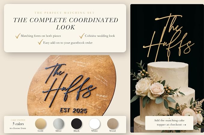 Personalized Round Guest Book Alternative Sign, Unique Guest Book Sign, Custom Alternative Guest Book, Wooden Guest Book, Wedding Ceremony Guestbook Sign (Design 1) - Image 6