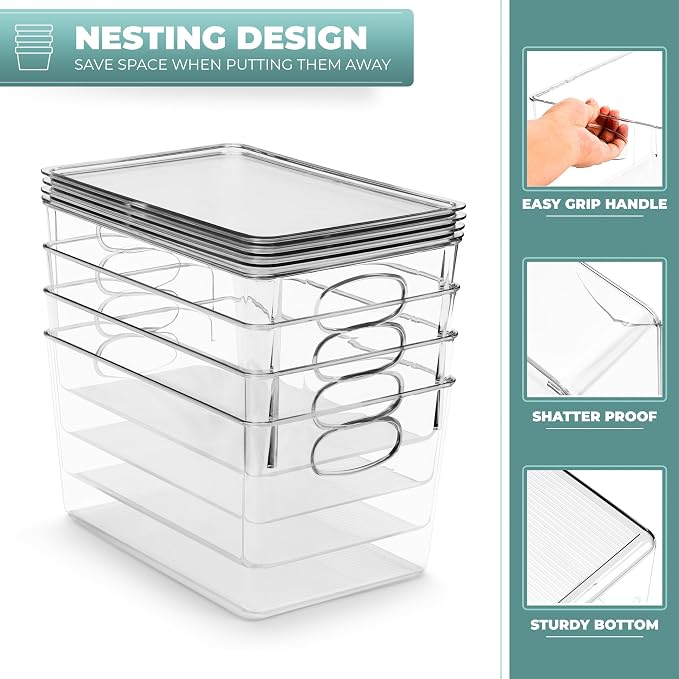 Sorbus Large Clear Plastic Storage Bins with Lids, Stackable Toy Storage Bins, Clothes, Medicine, Makeup, Closet, Art Supply, Bathroom, Shoe, Toy Storage Organizer (2 Pack) - Image 6