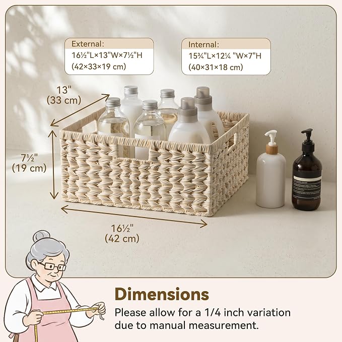 GRANNY SAYS Wicker Baskets for Organizing, Wicker Storage Baskets, 1-Pack | Plastic Waterproof Wicker Storage Baskets for Shelves, Woven Baskets for Storage, Shelf Baskets, Woven Baskets with Handles - Image 7