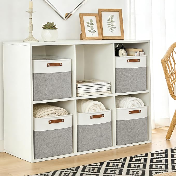 13x13 Cube Storage Bins, Collapsible Fabric Storage Box, 4 Pack Closet Baskets with Handles for Organizing, Shelf, Toys, Clothes, Home, Office, Nursery (Grey&White) - Image 3