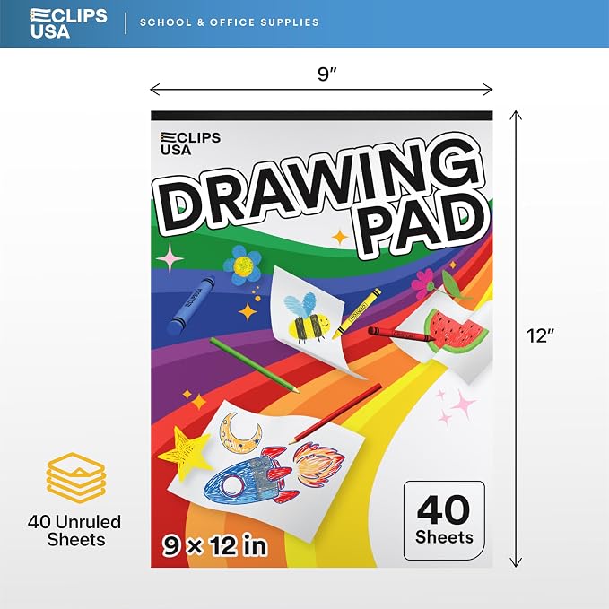 Sketch Book for Kids, Drawing Pad for Kids, Drawing Paper, Sketch Pad for Kid, Sketchbook for Kid (9 x 12, 40 Sheets) (12) - Image 2