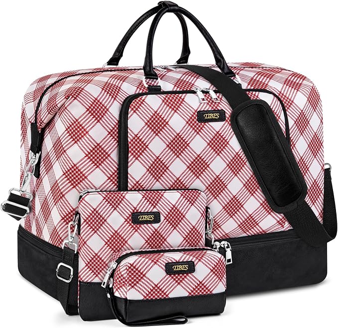 TIBES Travel Weekender Bag for Women, Overnight Bag with Shoe Compartment | 3PCS Large Travel Duffel Bag for Gym, Travel, Hospital, Business Trip, Carry On Tote, Wet & Dry Separation, Water Resistant by TIBES