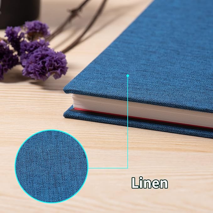 Large Photo Album Self Adhesive for 4x6 5x7 8x10 Pictures Magnetic Scrapbook Album 20 Sheets / 40 Pages Linen Cover DIY Photo Album with A Metallic Pen and and Plastic Board(Blue) - Image 4